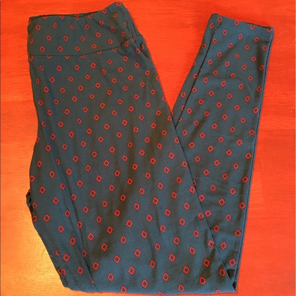 New Dark Blue & Red Diamond Leggings Lularoe TC - Picture 1 of 2